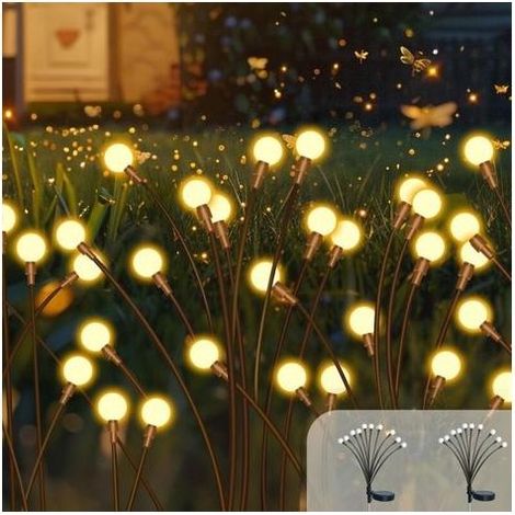 Solar-Gartenleuchten, 2er-Pack (20 LEDs) Solar-Glühwürmchen-Lichter, Außenbeleuchtung für den Garten, Dekorationsleuchten, IP65 wasserdicht, Glühwürmchen-Lichter für Wege, Höfe, Gärten, Terrassen, Dek (1/5)