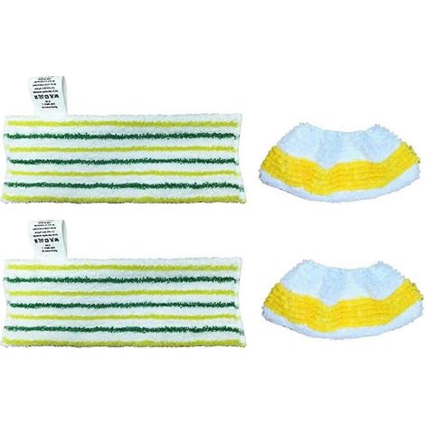 Lot de 4 lingettes de rechange pour balai vapeur Karcher SG4/2, SG4/4, SC2, SC3, SC4, SC5, Easyfix CTK10 et CTK20 : bonnets et lingettes triangulaires. (1/5)