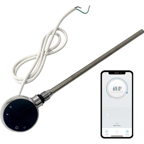 600w WiFi Electric Smart Heating Element for Towel Rails and Radiators with LED touchscreen Thermostat/Timer Energy Efficient Chrome (1/4)