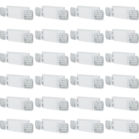 VEVOR Pack de 24,Eclairage deurgence LED blanc 3 W,batterie secours 180 minutes,tetes carrees doubles reglables,montage plafond/au mur,commercial,panne de courant (1/5)