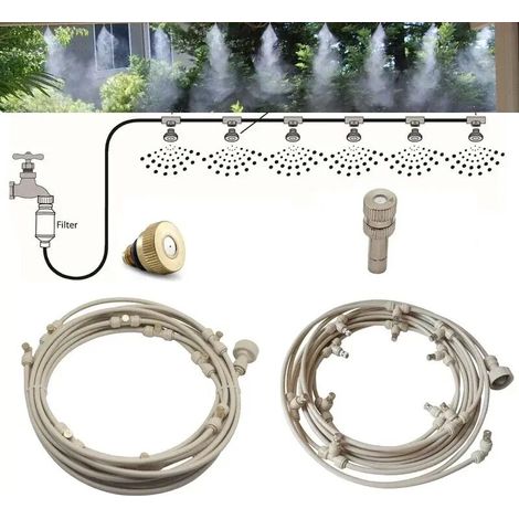 (Blanc 9M) Système de pulvérisation d'eau rafraîchissante pour jardin, serre, dépoussiérage et humidification extérieure (1/5)