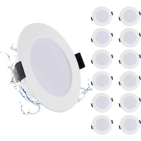 Lot de 12 Spot LED Encastrable, Ultramince 25mm, Blanc Neutre 4000K, IP44, Pour Salle de Bain