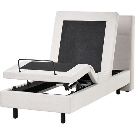 Cama articulada eléctrica moderna mando a distancia ajustable tapicería de tela beige claro 90 x 200 cm Viceroy