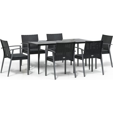Maison Exclusive - Juego comedor jardín 7 piezas y cojines ratán (1/5)