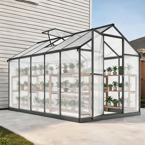Serre de jardin en aluminium polycarbonate 303 x 183 x 195 cm (1/5)