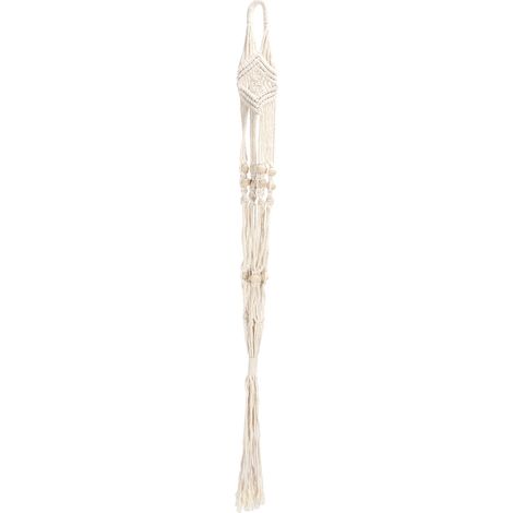 Porte-pot en corde coton motif losange avec 12 perles, support suspendu déco intérieure