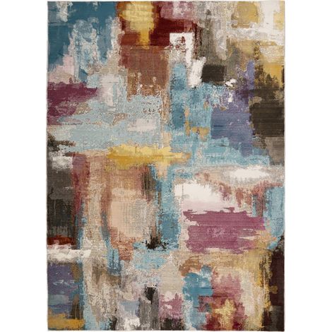 Tapis multicolore moderne à poils courts durable - 150 x 80 cm (1/5)