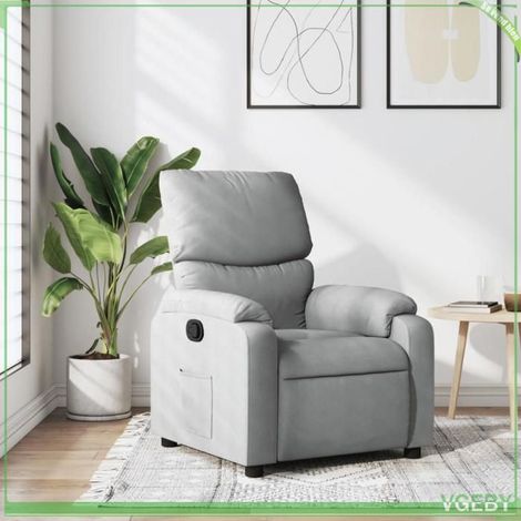 Fauteuil inclinable - FAF7291712414404 - Gris clair - Inclinaison 135° - Cadre bois et métal (1/5)
