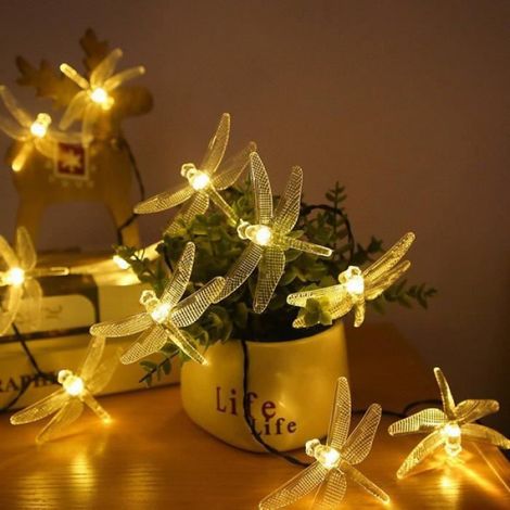LED Solaire Libellule Guirlande Lumineuse Extérieure Jardin Pelouse Guirlande Lumineuse Jour De Noël Atmosphère Décoration Petites (1/4)