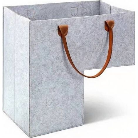 1 Panier Escalier, forme L, feutre haute qualité, poignées en cuir PU, 42 x 25,5 x 40 cm, pour linge jouets livres (1/4)