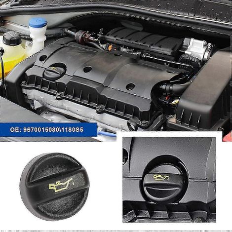 Öleinfülldeckel 9670015080 1180S5 9674157180 Passend für 207 208 301 508 2008 3008 5008 C3 C4 C5 B-MAX C-Yvan Schwarz SZRH AF