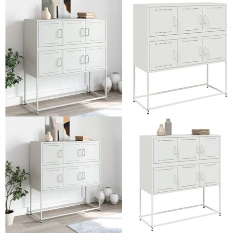 vidaXL Sideboard Weiß 100,5x39x107 cm Stahl (1/5)