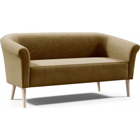 Sofello Skandinavisches Sofa 3 Sitzer --LILIE-- Braun Sitzbank Velour Lieferung 7 Tage - hohe Beine aus Holz in Schwarz WeiSS Buche (1/5)