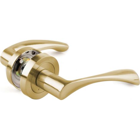 Manilla aluminio con roseta 50mm handlock curva oro mate