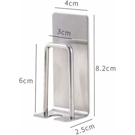 4 pièces Support de Brosse à Dents Mural Acier Inoxydable Lot de Rack Autocollant pour Salle de Bain Rangement Pratique(Argent) (1/4)