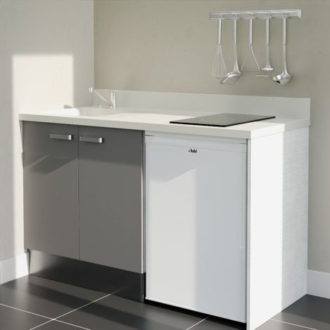 Kochnischen K17L - 140 cm - Grau - Snova - Spüle links + Haushaltsgeräte weiß (1/5)