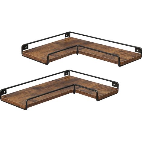 Levede Rustic Floating Shelves Set 2PC Kitchen Corner Wall Shelf Unit Storage