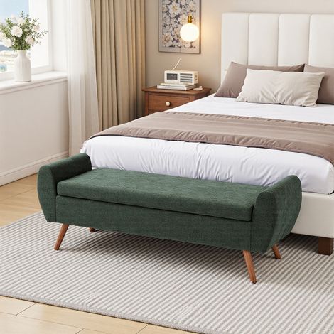 Chenille Upholstered Storage Bench (1/4)