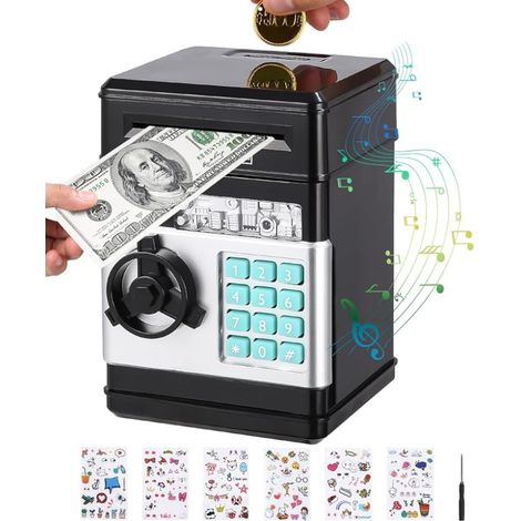 Tirelire électronique Coffre Fort Mot de Passe Money Box Économiser de l'argent Jouet Mini ATM Tirelires avec Autocollants (1/5)