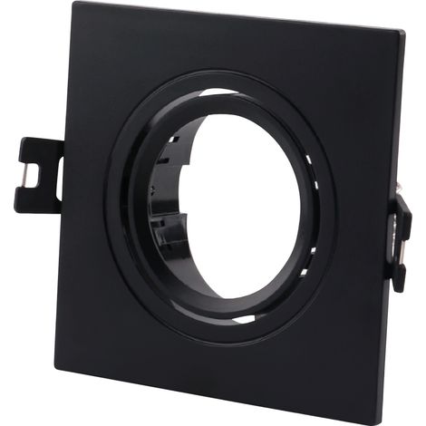 Collerette carrée orientable à encastrer pour ampoule GU10/MR16 - Noir (1/5)