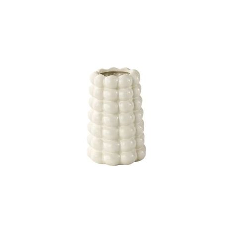 Vase décoratif en céramique à bulles, pot de fleurs moderne et unique pour salon, bureau ou entrée, Crème Blanc