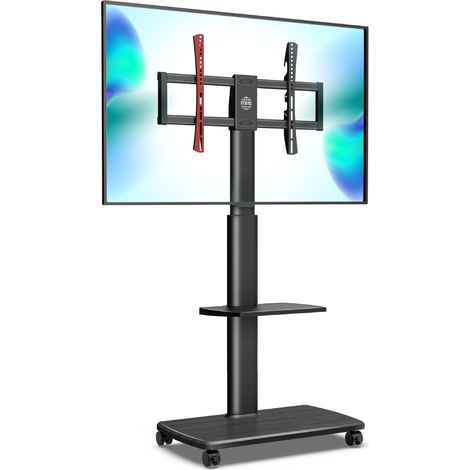 FITUEYES Chariot TV Mobile avec Socle en Bois Support TV Roulant sur roulettes pour écran de 32 "à 65" Support réglable en Hauteur 40 kg Max VESA 600 400 mm Gestion des câbles 1 étagère (1/5)