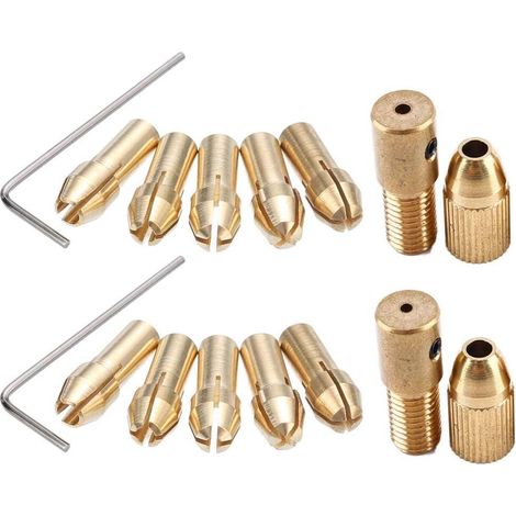 Jeu de 14 mini-mandrins pour mini-perceuse électrique avec clé Allen - Diamètre 0,5-3,2 mm (1/4)
