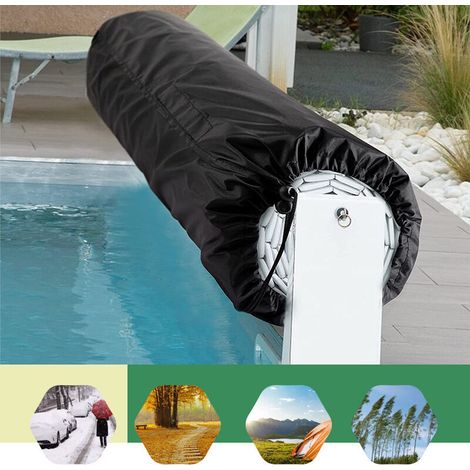 Couvercle étanche pour bassin extérieur, housse enroulable noire 610 x 96 cm, tissu polyester 190T résistant aux UV et à l’eau – idéal pour jardins, parcs et espaces extérieurs-lsw (1/5)