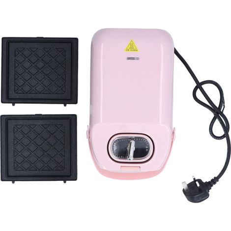 Machine à petit-déjeuner minuterie, nettoyage facile, multifonction grille-pain sandwichs et gaufrier 50Hz 650W 220V prise UK rose (1/5)