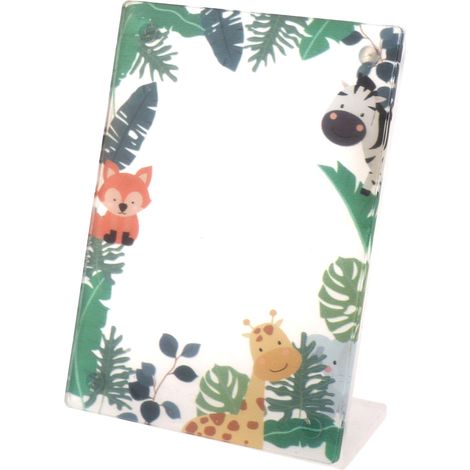 Cadre photo magnétique universel en forme de L de 7,6 cm (3 pouces), support en acrylique pour la maison et le bureau, motif animaux de la forêt (1/5)
