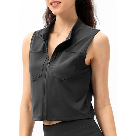 Femme Gilet de Sport Zip Sans Manches Décontracté (1/5)