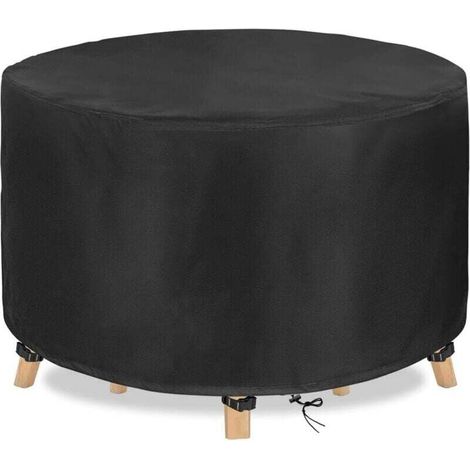 Round protective cover for garden table, waterproof, made of 210D silver fabric, for garden furniture, 180 x 90 cm (1/4)