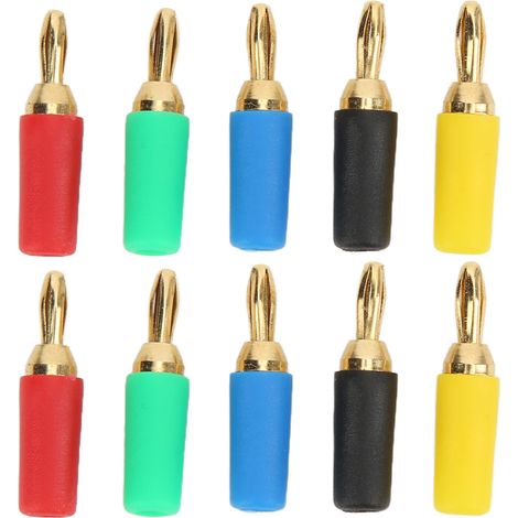 Lot de 2 fiches banane 2,5mm/0,1 pouce à 4 lames, 5 couleurs, fixation vissée/soudée, connecteur électrique en laiton doré (1/5)