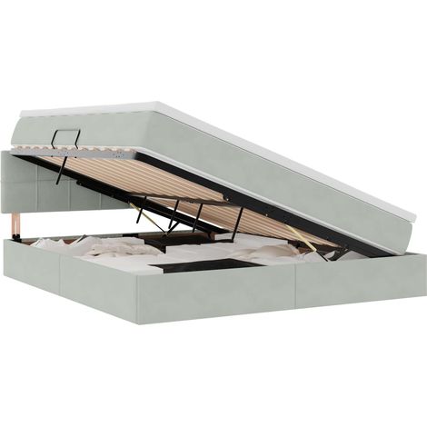 Maison Exclusive - Aufbewahrungsbett mit Matratze Hellgrau 180 x