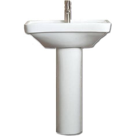 AKW Ergonomic Concave Basin with Full Pedestal 600mm Wide - 1 Tap Hole (1/3)