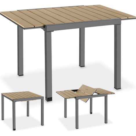 Table de jardin INCA en aluminium, extensible, aspect bois - (1/5)