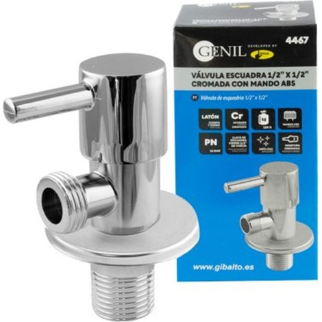 Robinet carré chromé avec poignée en ABS - 1/2" - 1/2" Laiton