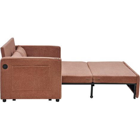 canapé convertible fauteuil salon couchage bois orange OKMYHOME