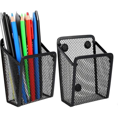 Mesh-Stiftekorb, 2-teilig, magnetisch, für Kühlschrank, Spind, Whiteboard, Büro