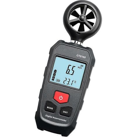 Anémomètre portable avec écran LCD, format compact, mesure avec précision la vitesse du flux d'air, la direction du vent et la température, disponible en plusieurs couleurs. (1/5)