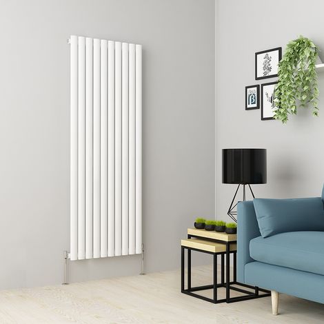 Warmehaus Oval Panel Radiator White Vertical Single 1600x590mm