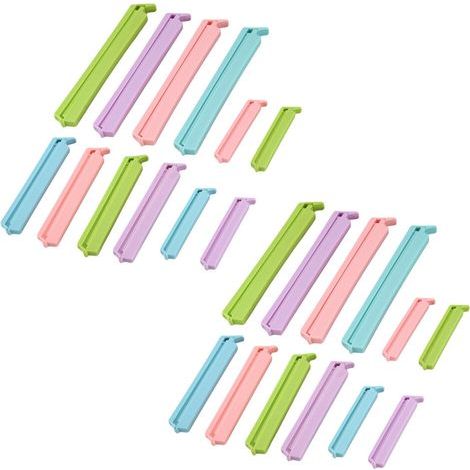 24X Cuisine en Plastique de Stockage Alimentaire Snack Seal Sac D'éTanchéIté Clips Scellant Pince S, M, L (1/4)
