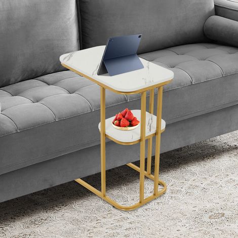 Côté canapé, mini petite table à thé, table basse Multi - usage double couche, table de chevet ou table d'ordinateur portable, 50 30 58cm (1/5)