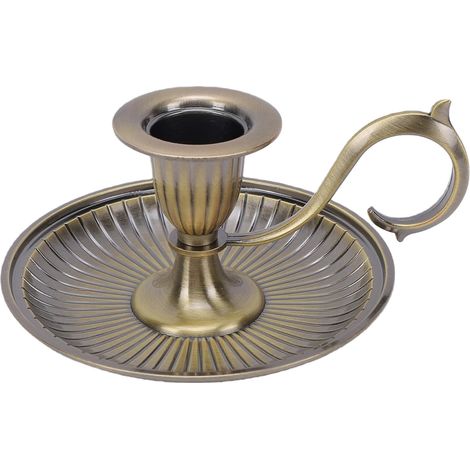 Vintage Portable Candlestick with Handle (Round in Antique Bronze) (1/5)