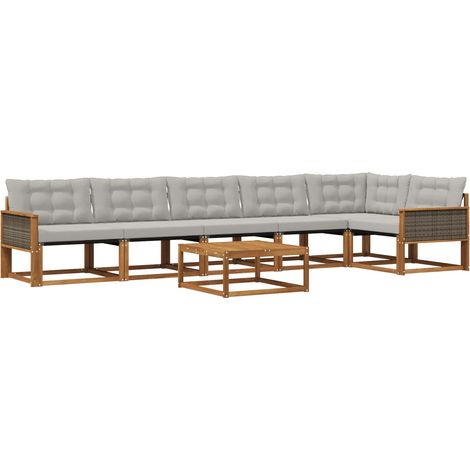 Outdoor Sofa Set with Cushion 7 pcs Natural and Light Grey vidaXL (1/5)