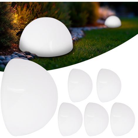 MONZANA® Set of 6 LED Solar Lights Weatherproof IP44 Wall & Ground Lamps with Dusk Sensor Wireless Garden, Patio & Balcony Lighting Modern Half-Sphere Design White (1/5)