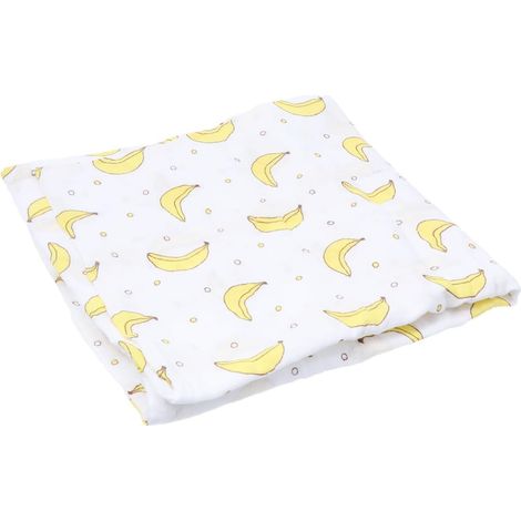 Couverture pour Bébé en Coton Blanc Motif Banane -né (1/5)
