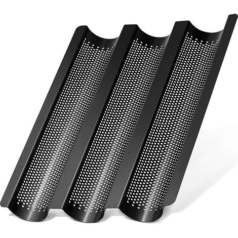 Moule à pain long en acier avec revêtement antiadhésif, compatible lave-vaisselle, parfait pour baguettes et pains allongés (1/5)