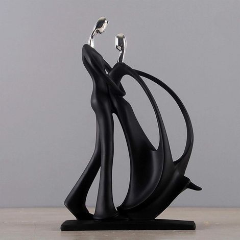 1 Sculpture en résine, couple dansant abstrait, socle rectangulaire noir, finition lisse, décoration maison bureau (1/4)