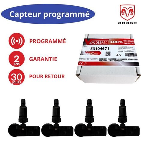 4x sensores TPMS 433 MHz preprogramados negros para FIAT 500/500L, JEEP, CHRYSLER, DODGE, OPEL, LANCIA (1/5)